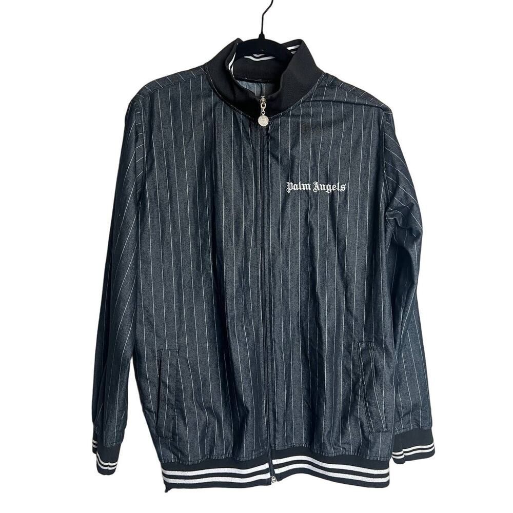 Palm Angels Full Zip Striped Grey Track Jacket Women's Sz. XXL